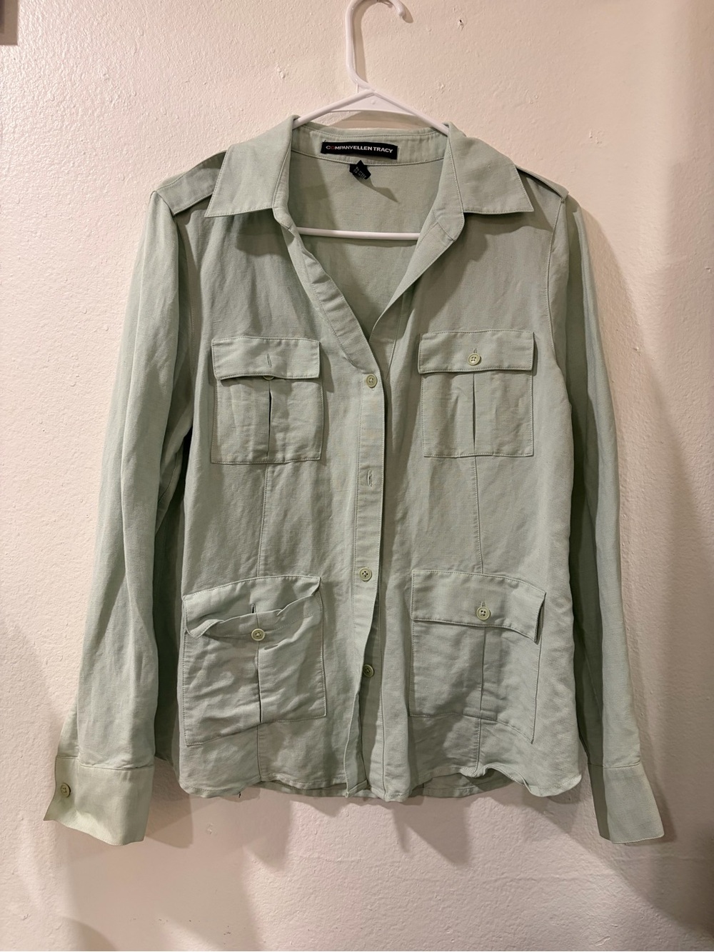 Ellen Tracy Light Mint Green Utility Shirt Jacket